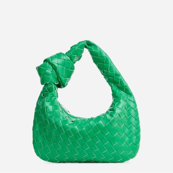 AITANA WOVEN KNOTTED DETAIL GRAB BAG IN GREEN FAUX LEATHER - Picture 3 of 7